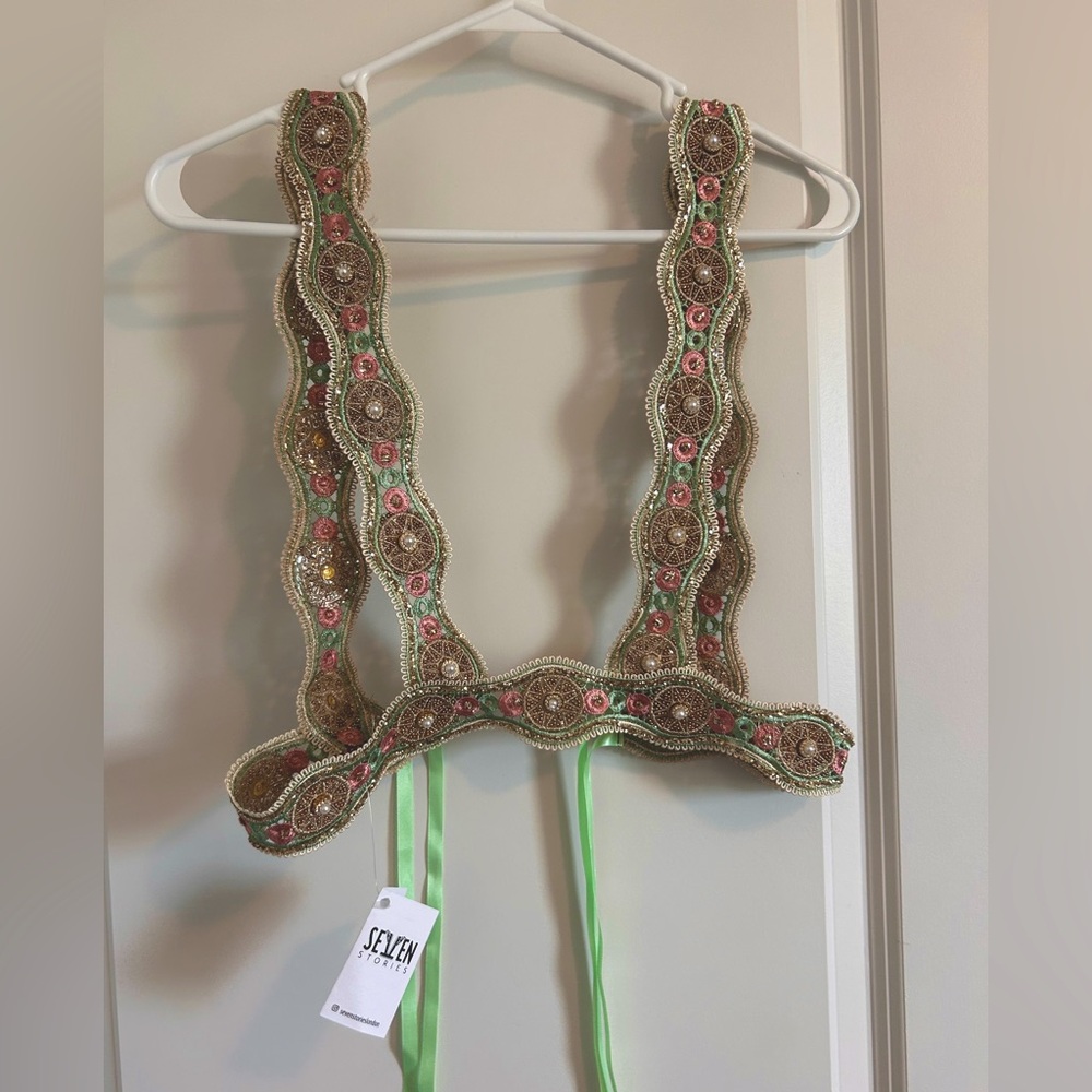 Embellished Green, Gold and Pink Harness